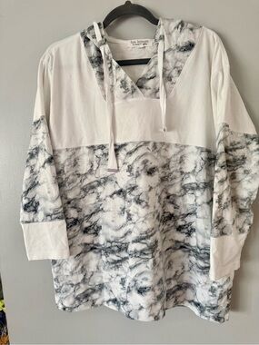 EUC Neon Buddha Lux Leisure Inhale Exhale Marble Hoodie Top White Black L